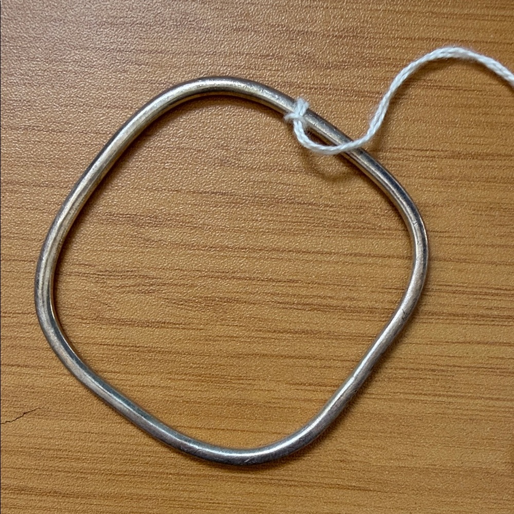 Simple Square Gold Bangle Bracelet - Picture 2 of 2